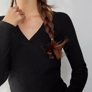 Maeve Black V-Neck Sweater